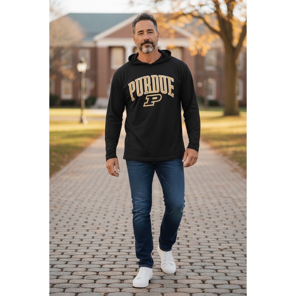 Pressbox Purdue University Long Sleeve Hooded T-Shirt Black XL PUR62603LZ2